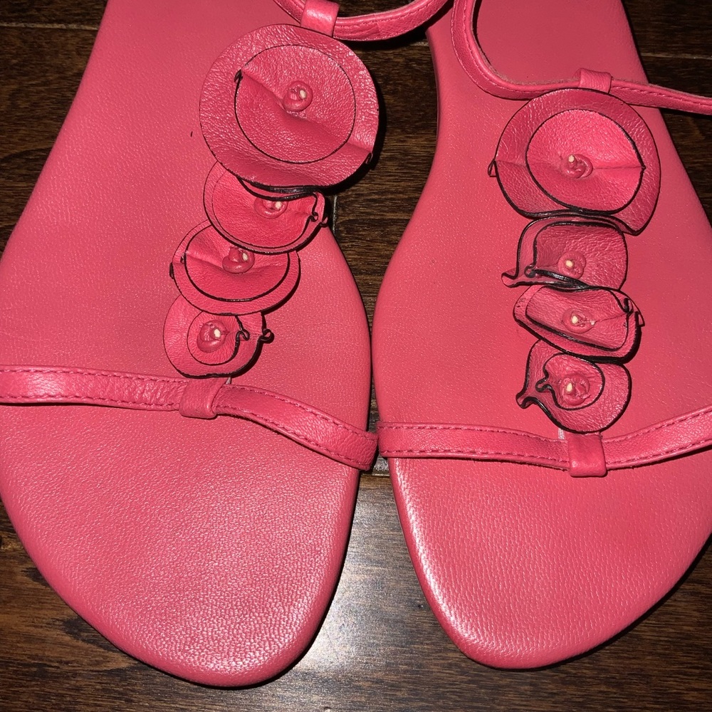Cole Haan Air Halsey Salmon Color Leather T-Strap Sandals Flats Size 8.5 - Picture 10 of 10